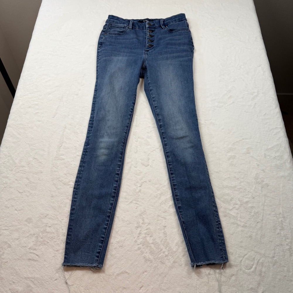 Sam‎ Edelman The Stiletto Skinny Jeans Womens 0/25 Blue Good Button Fly Raw Hem